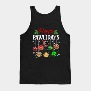 Happy Pawlidays Christmas Dog Paw Xmas Dogs Lover Tank Top